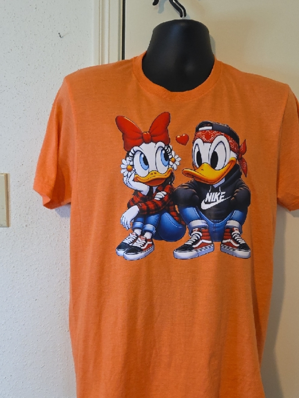 Gildan Orange Short-Sleeve Tee with Donald & Daisy Duck Graphic - Picture 4 of 6